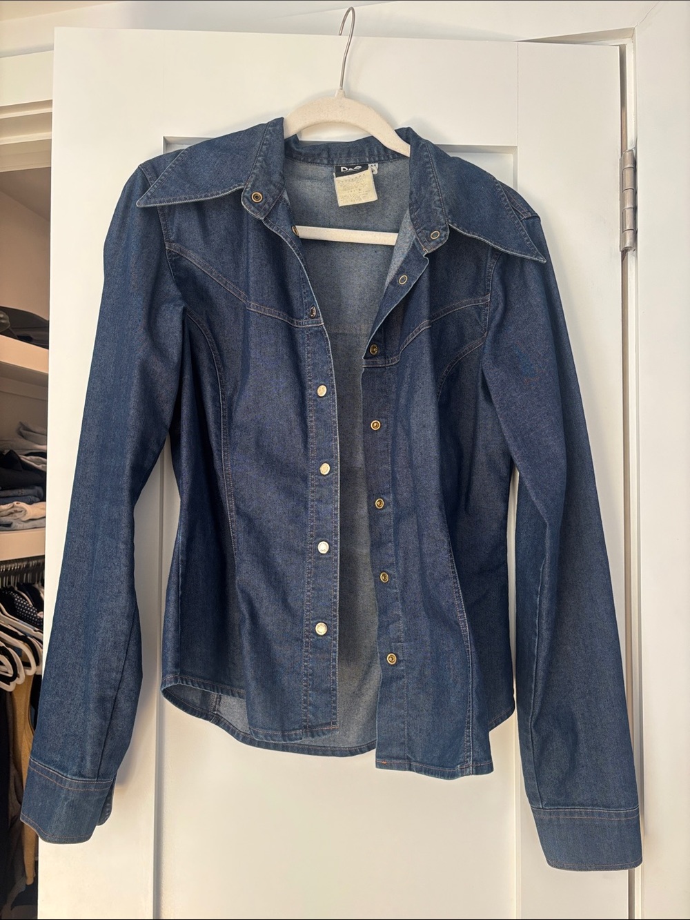 Dolce & Gabbana Denim Button Form Fitting Button Up